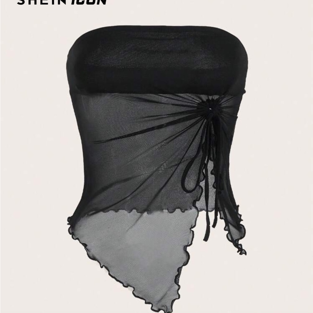Black Sheer Asymmetrical Top